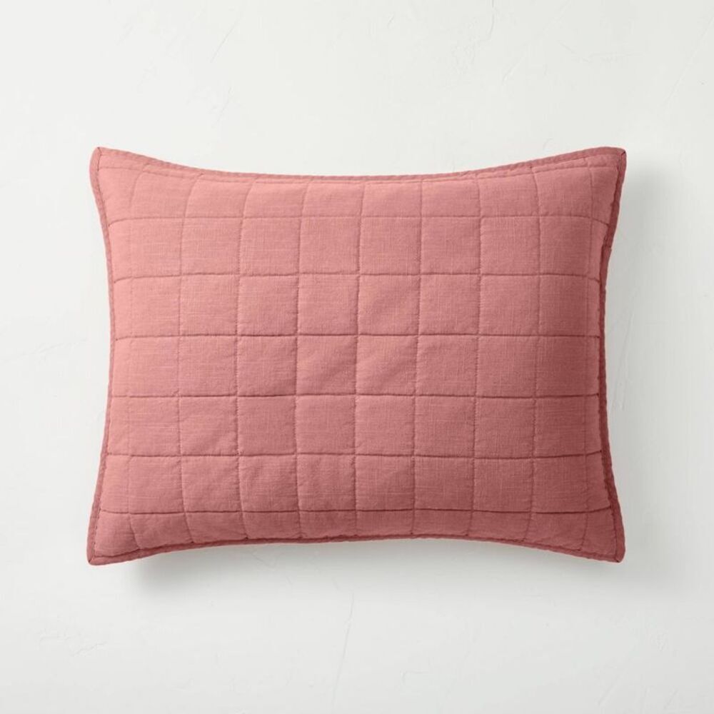 Casaluna -  Pillow Sham Linen-Blend OEKO-TEX Quilted Rose